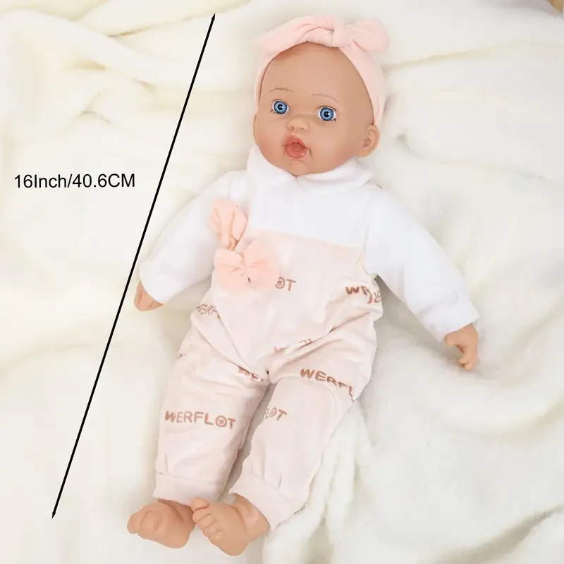 40.64 cm High Quality Hand Painted Reborn Toddler Doll with Soft Cloth Body And Rooted Hair - Perfect for Halloween, Thanksgiving, Christmas, Or Easter - Suitable for Ages 3-6