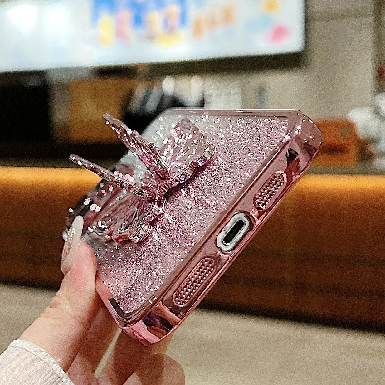 Hollow Butterfly Phone Case Gradient Transparent Plating Protective Cover