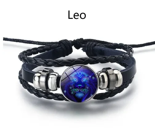 12 Constellations Luminous Bracelet Fashion Nightlight Punk Style Starry Sky Bracelet For Men Women Children
