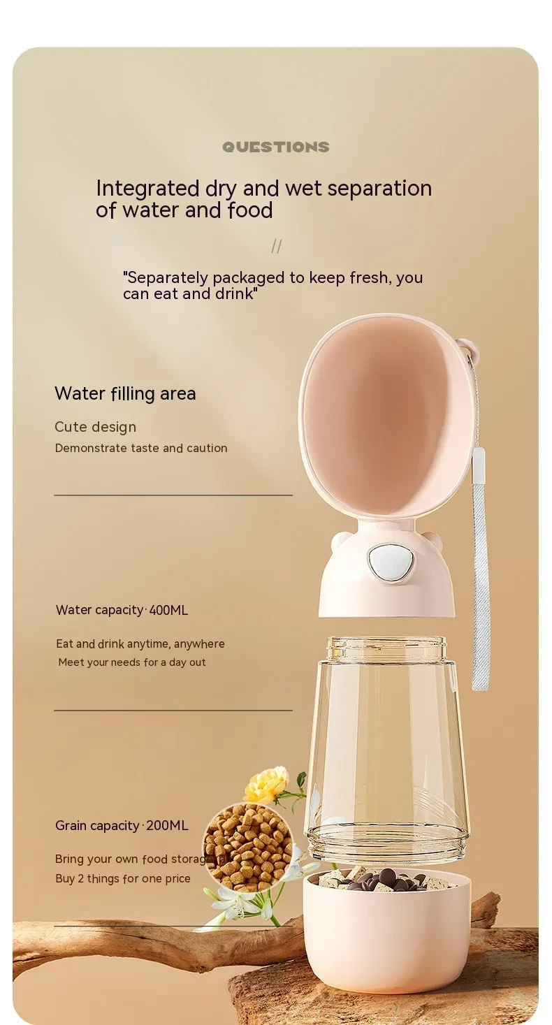 Portable Dog Water Bottle Food And Water Container For Pet Pets Feeder Bowl Outdoor Travel Drinking Bowls Water Dispenser