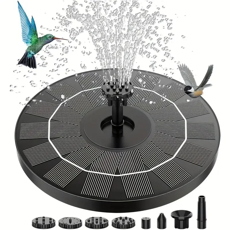 3.5W Solar Fountain Pump with 6 Nozzles - Solar Birdbath Fountain for Garden, Pond, Fish Tank, and Aquarium