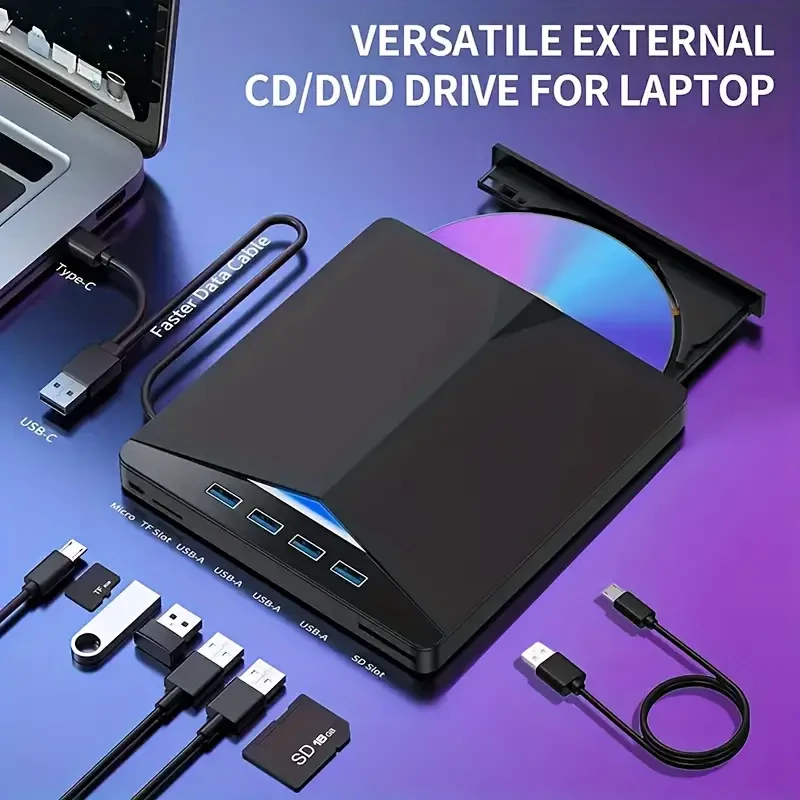 7-in-1 Portable SuperSpeed USB 3.0 CD/DVD Drive
