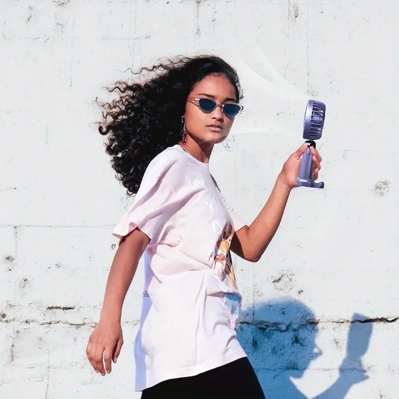 Portable Handheld Fan with 5-Level Air Volume Adjustment - USB Rechargeable, Silent and Ultra-Light with Smartphone Stand