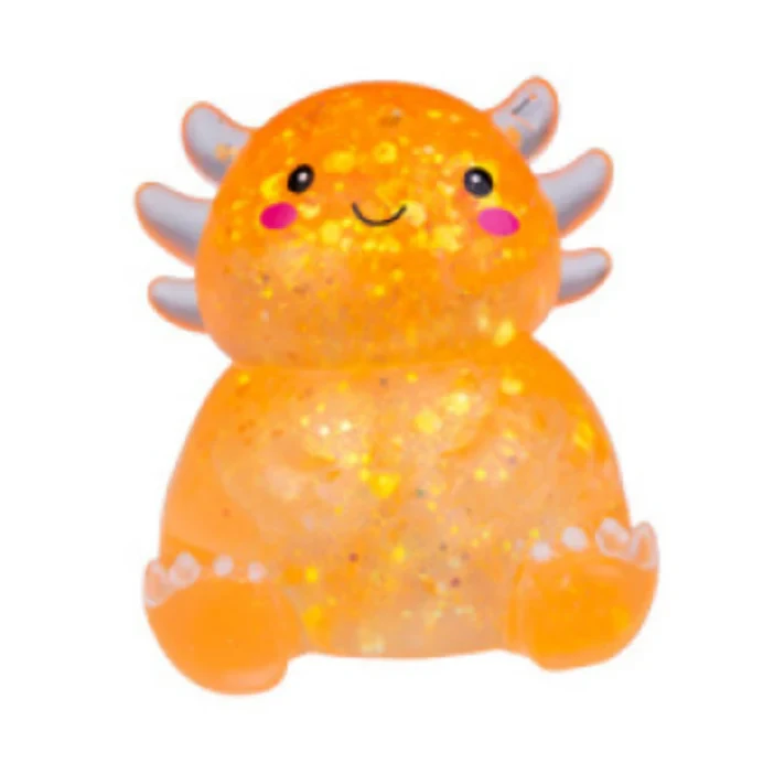 Jelly Glitter Axolotl Squishy Toy