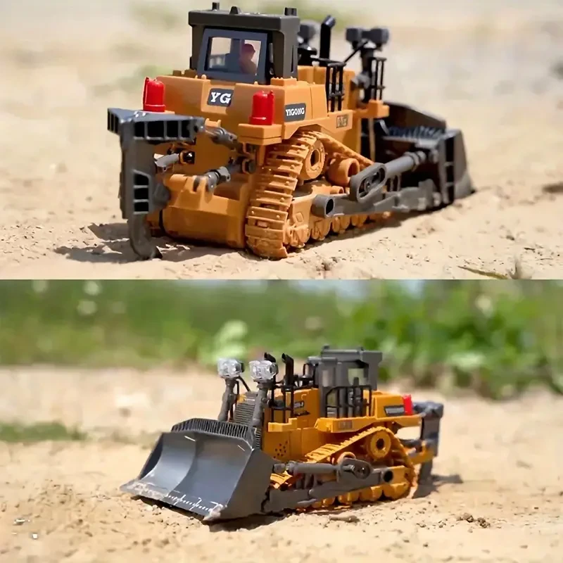9 Channels Remote Control Bulldozer - 2.4Ghz RC Construction Vehicle with Light, Sound, and Rechargeable Batteries