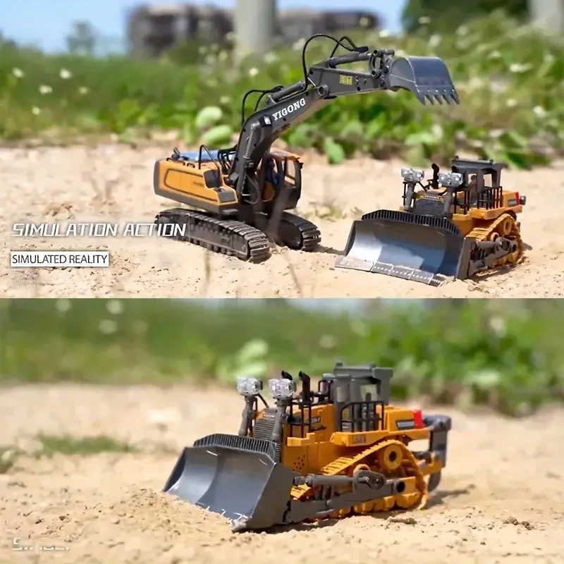 9 Channels Remote Control Bulldozer - 2.4Ghz RC Construction Vehicle with Light, Sound, and Rechargeable Batteries