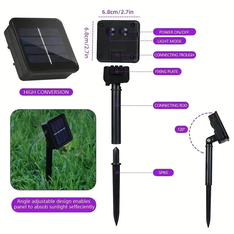 1pc Vibrant Multicolored Solar String Lights - 30 LED Crystal Balls, 6.5m, 8 Modes