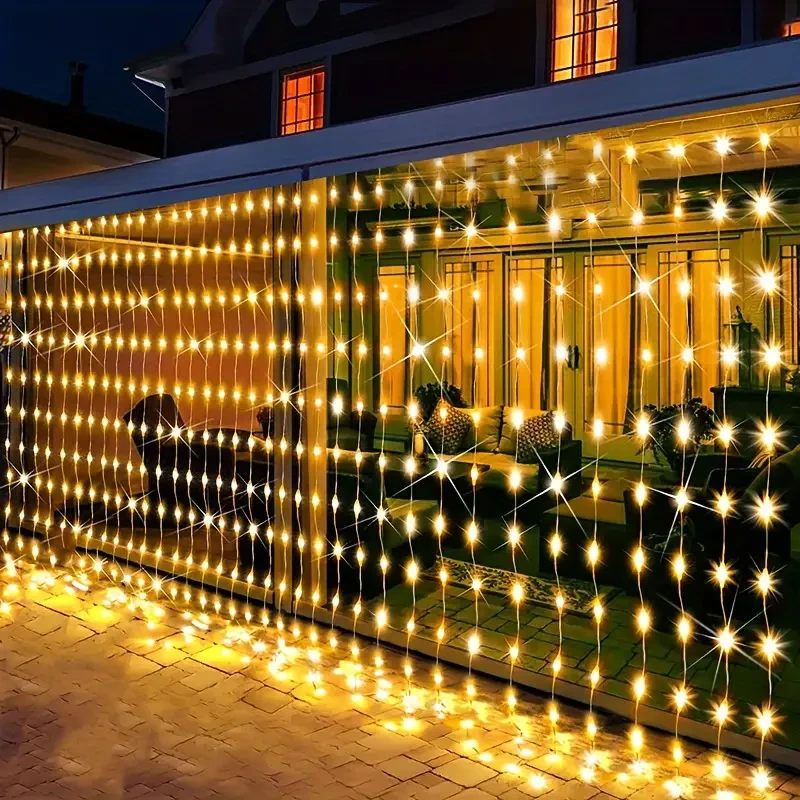Solar-Powered Curtain String Lights With 8 Modes