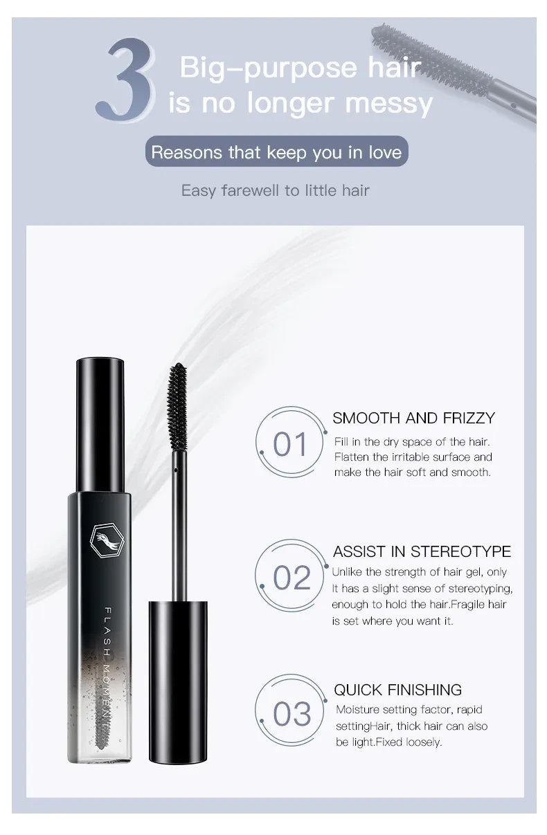 Broken hair artifact liquid styling liquid