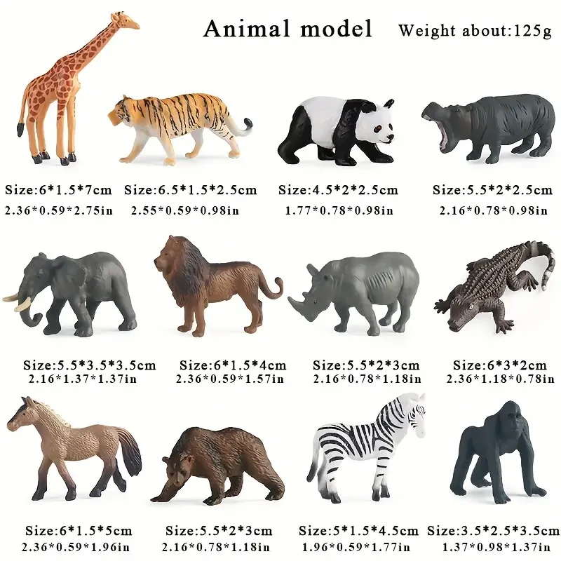12-Piece Mini Wild Animal Model Toy Set