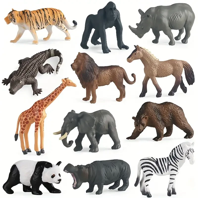 12-Piece Mini Wild Animal Model Toy Set
