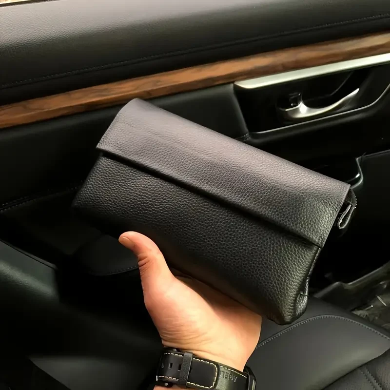 Men's Handbag Basic Genuine Leather Flap Zipper Wallet
