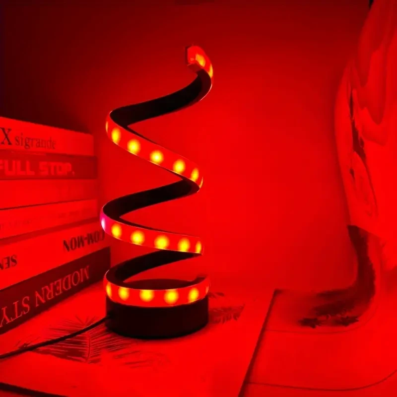 Modern Spiral LED Table Lamp - USB Powered, Color-Changing RGB Illusion Lamp
