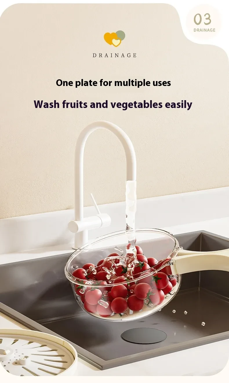 Fruit Drain Basket With Lid