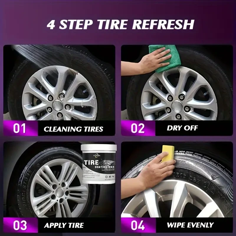 RayHong Tire Coating Wax - 100g, Enhanced Black Shine & Protection