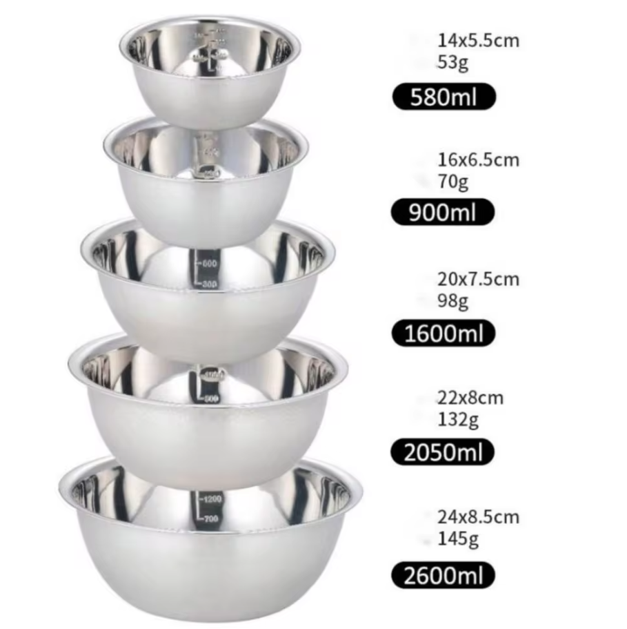 5 PCS Stainless Steel Mixing Bowls Set
