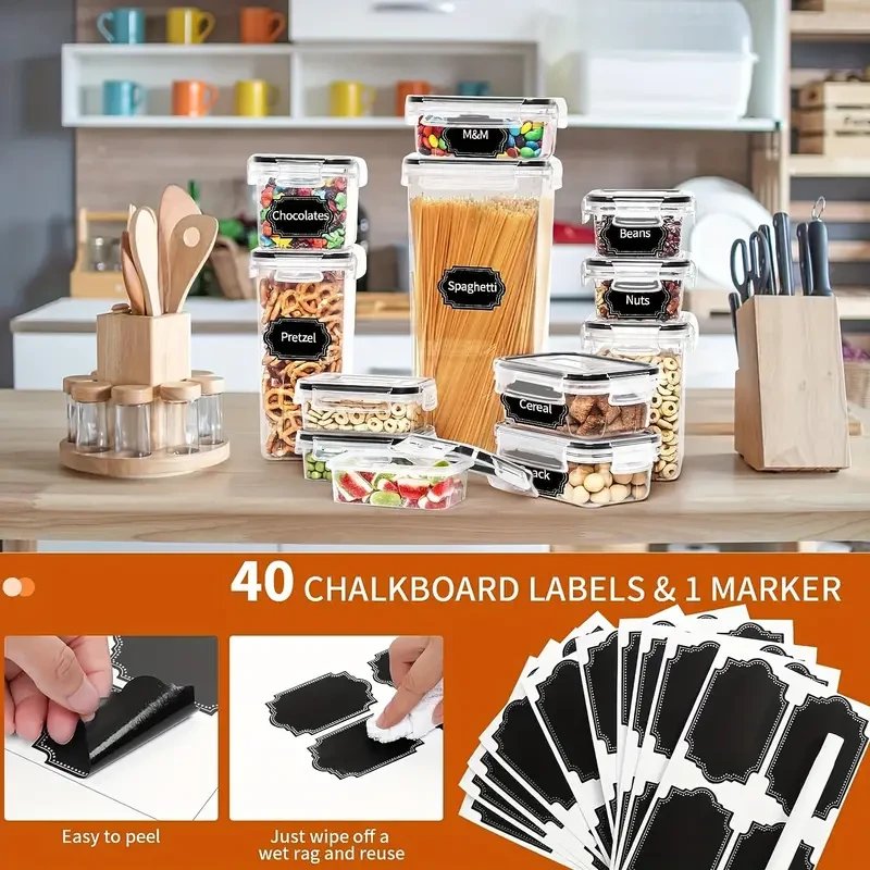 Skroam 36 Pack Airtight Food Storage Containers for Kitchen Pantry Organization