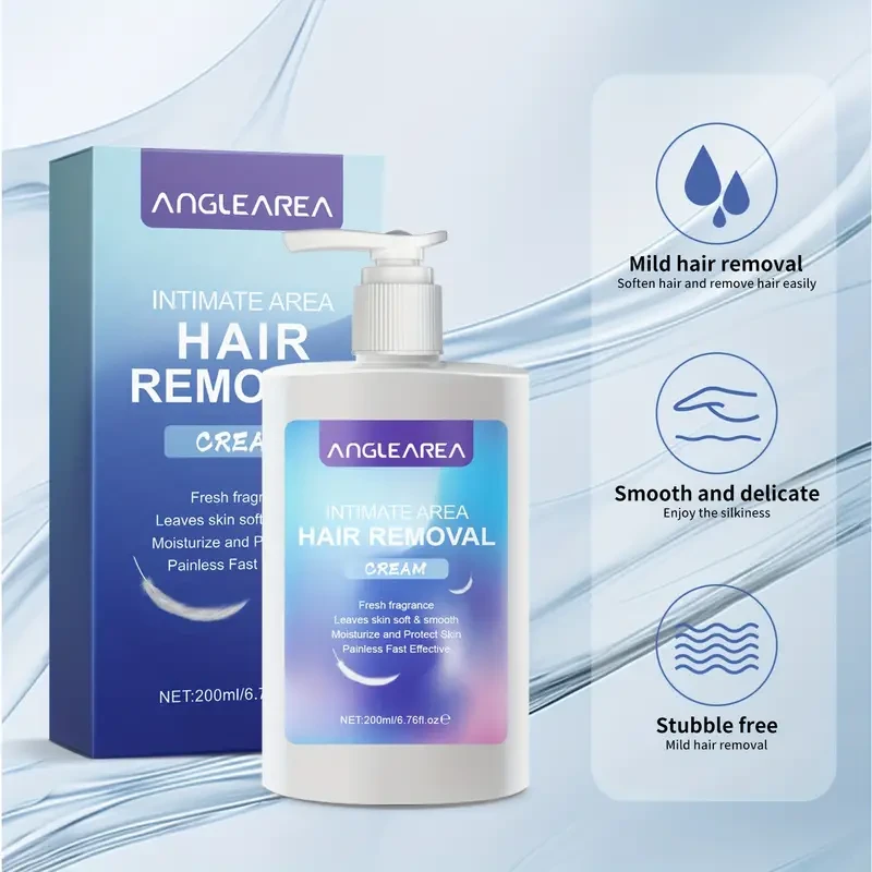 200ml/6.76oz ANGLEAREA Sensitive Skin Intimate Hair Remover Cream - Gentle, Moisturizing, Calming, Fresh Fragrance, Alcohol-Free for Bikini, Body, All Skin Types