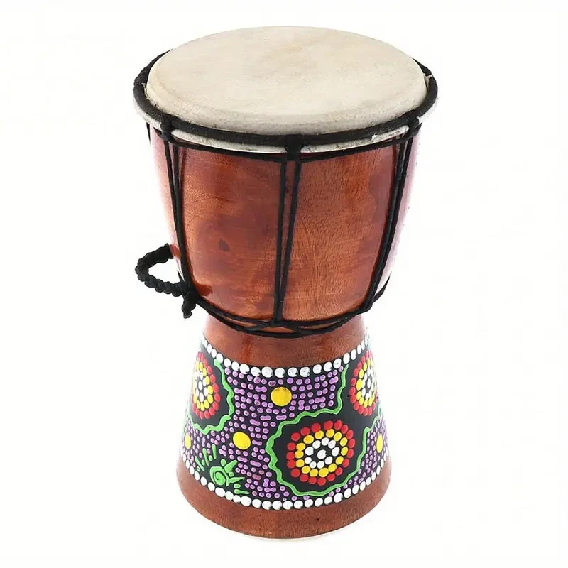 Lixada 15.24cm Hand-Carved African Djembe Drum - Solid-Wood Goat-Skin Traditional Instrument