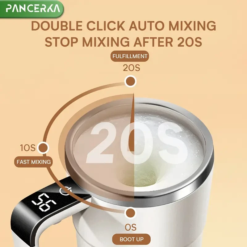 PANCERKA Auto Stirring Coffee Cup with Temperature Display
