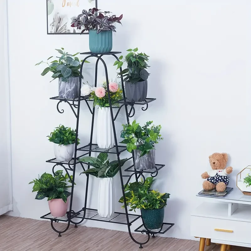 9-Tier Metal Plant Stand - Multi-Layer Flower Pot Holder for Indoor & Outdoor Use
