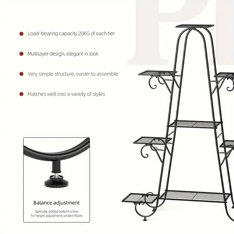 9-Tier Metal Plant Stand - Multi-Layer Flower Pot Holder for Indoor & Outdoor Use