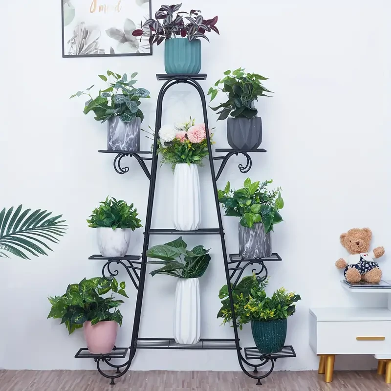 9-Tier Metal Plant Stand - Multi-Layer Flower Pot Holder for Indoor & Outdoor Use