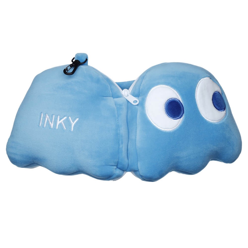 Relaxeazzz Pac-Man Blue Ghost Travel Pillow & Eye Mask Set
