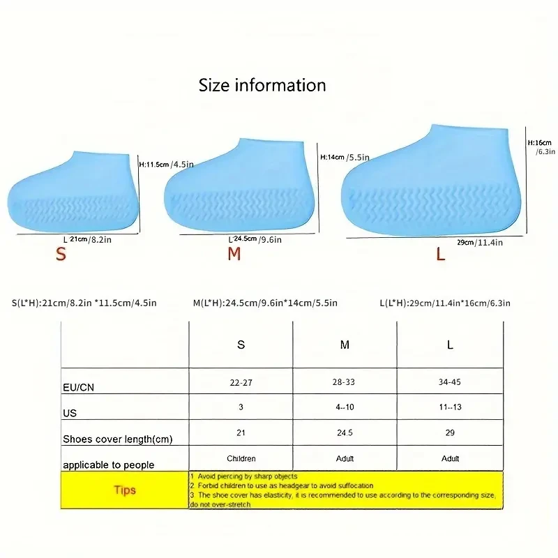 3 Pair Waterproof Reusable Latex Rain Boot Covers - Universal Fit, High-Quality, All Weather Protection