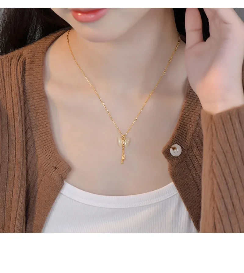Butterfly Tassel Necklace Female