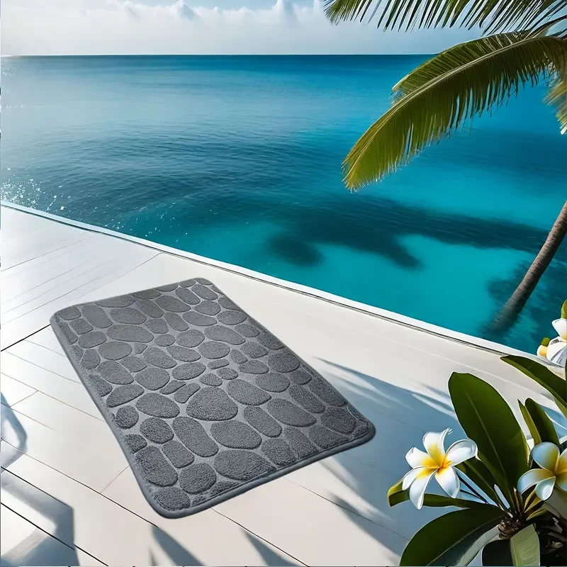 Soft Foam Bath Rug Cobblestone Embossment