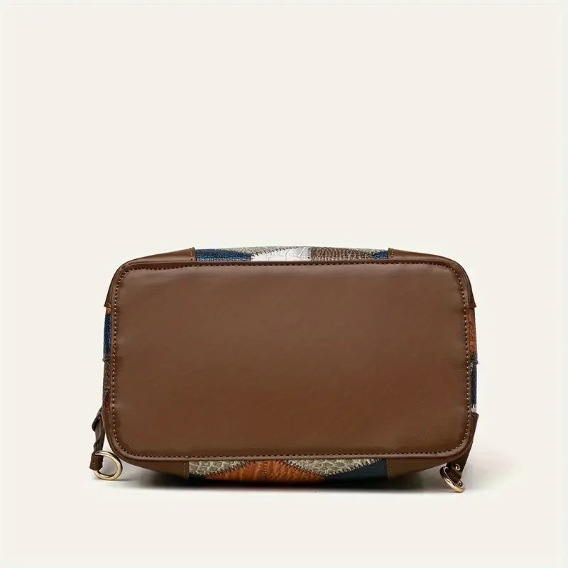 Elegant Women's Bucket Handbag with Geometric Pattern