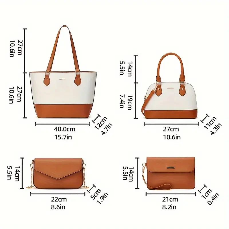 4pcs Vegan Leather Purse Set