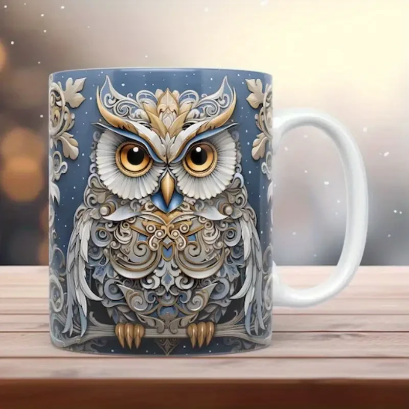 3D Owl Shaped Large Ceramic Reusable Coffee Mug