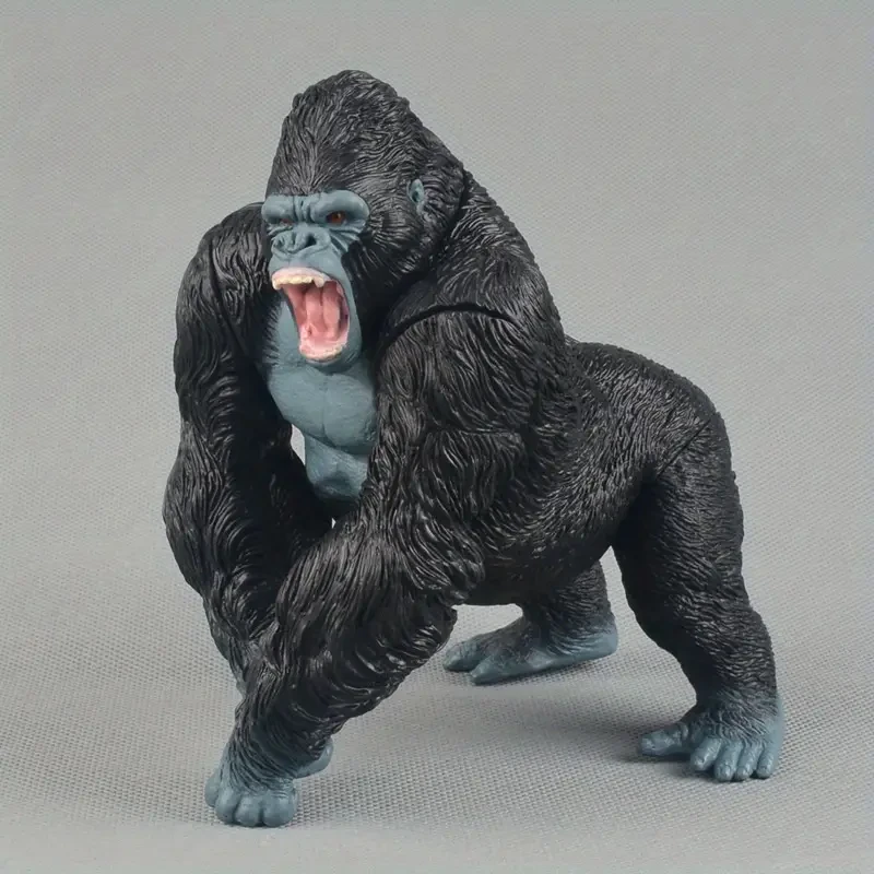 Animated Animal Action Figures: White And Black Gorillas in Battle with Axe - ABS Material