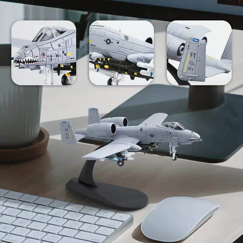 1pc A-10 Thunderbolt II Attack Plane Model - Die-Cast & Plastic, Intricately Detailed Collectible, Authentic Military Replica with Display Stand, Perfect Gift for Aviation Enthusiasts