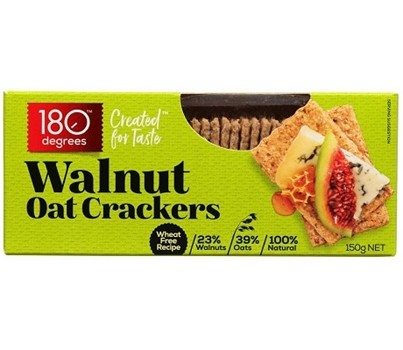 CRACKERS WALNUT OAT WHEAT FREE 150GM (180 DEGREES 994687)