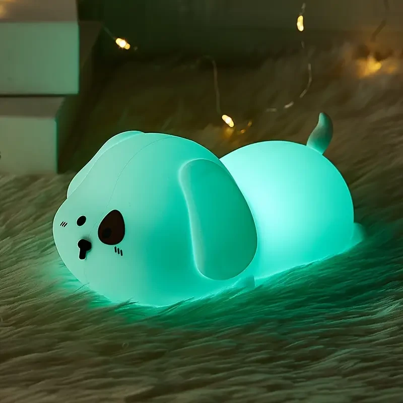 Cute Puppy Silicone Night Light - Tap to Light Up