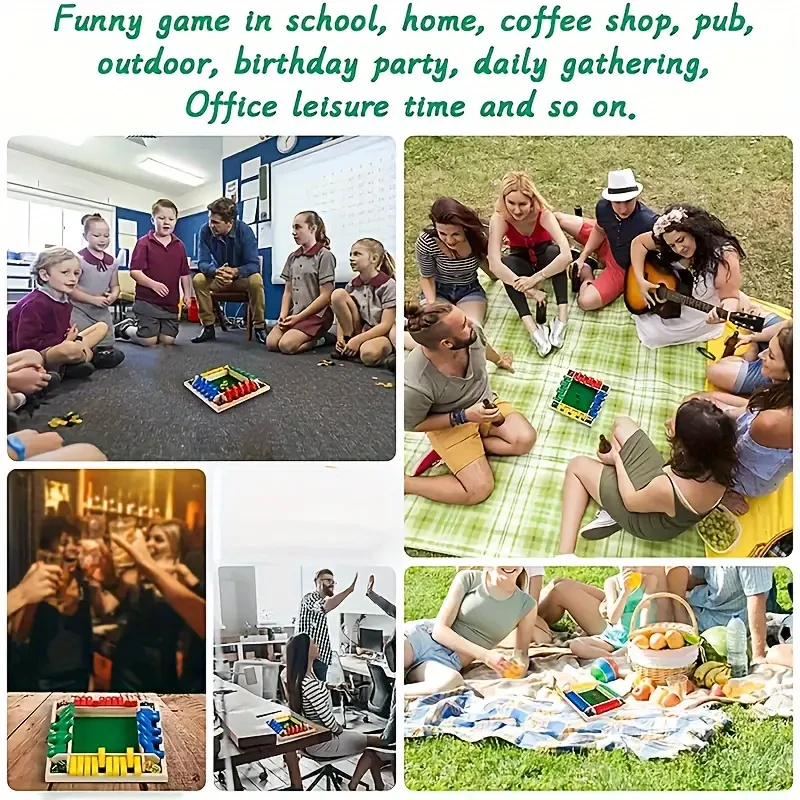 The Box Dice Game For 2-4 Players, 4-Sided Large Wooden Board Game