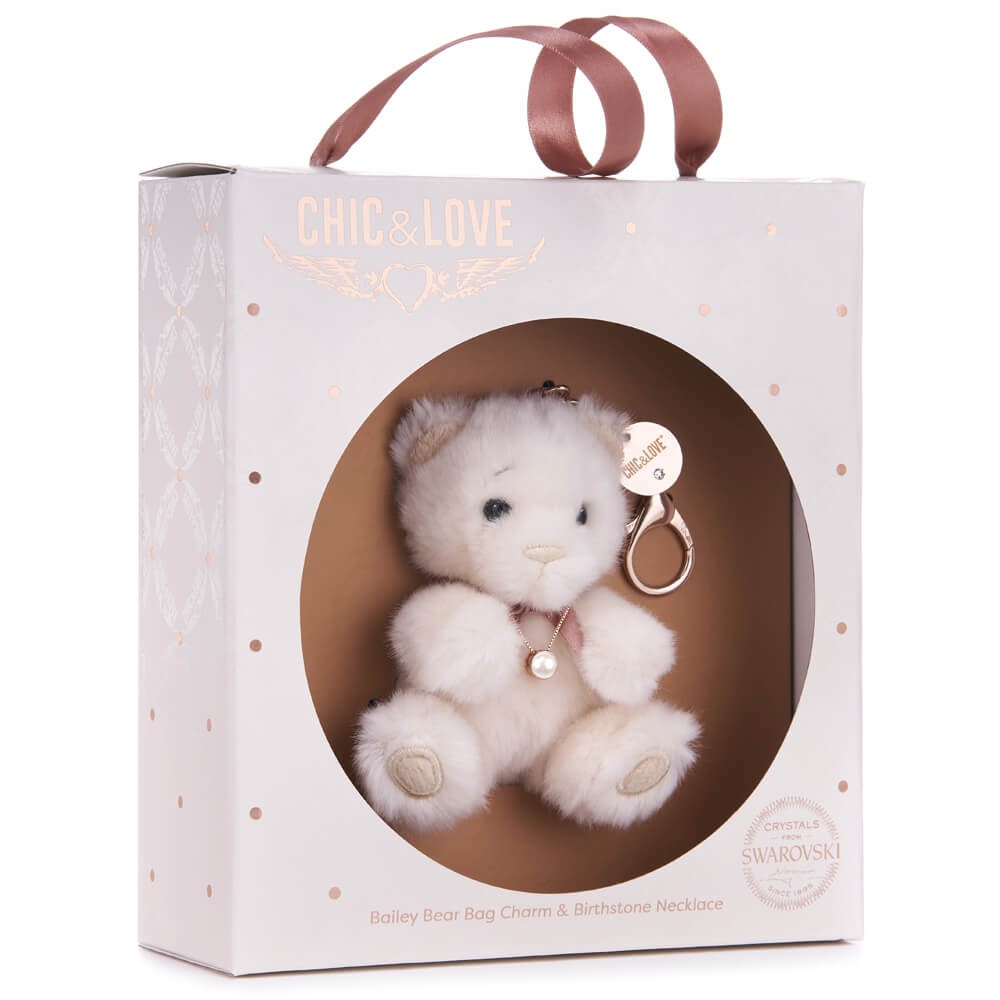 Bailey Bear Bag Charm & Birthstone Necklace - June