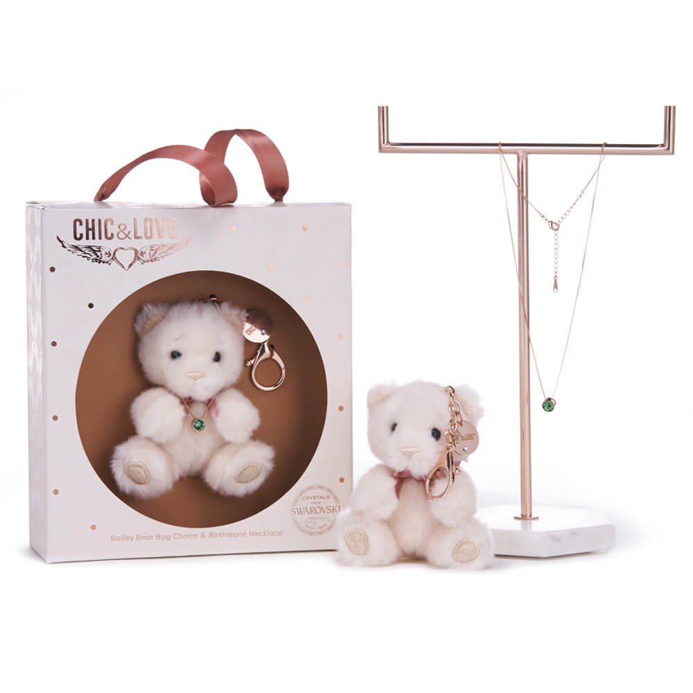 Bailey Bear Bag Charm & Birthstone Necklace - May