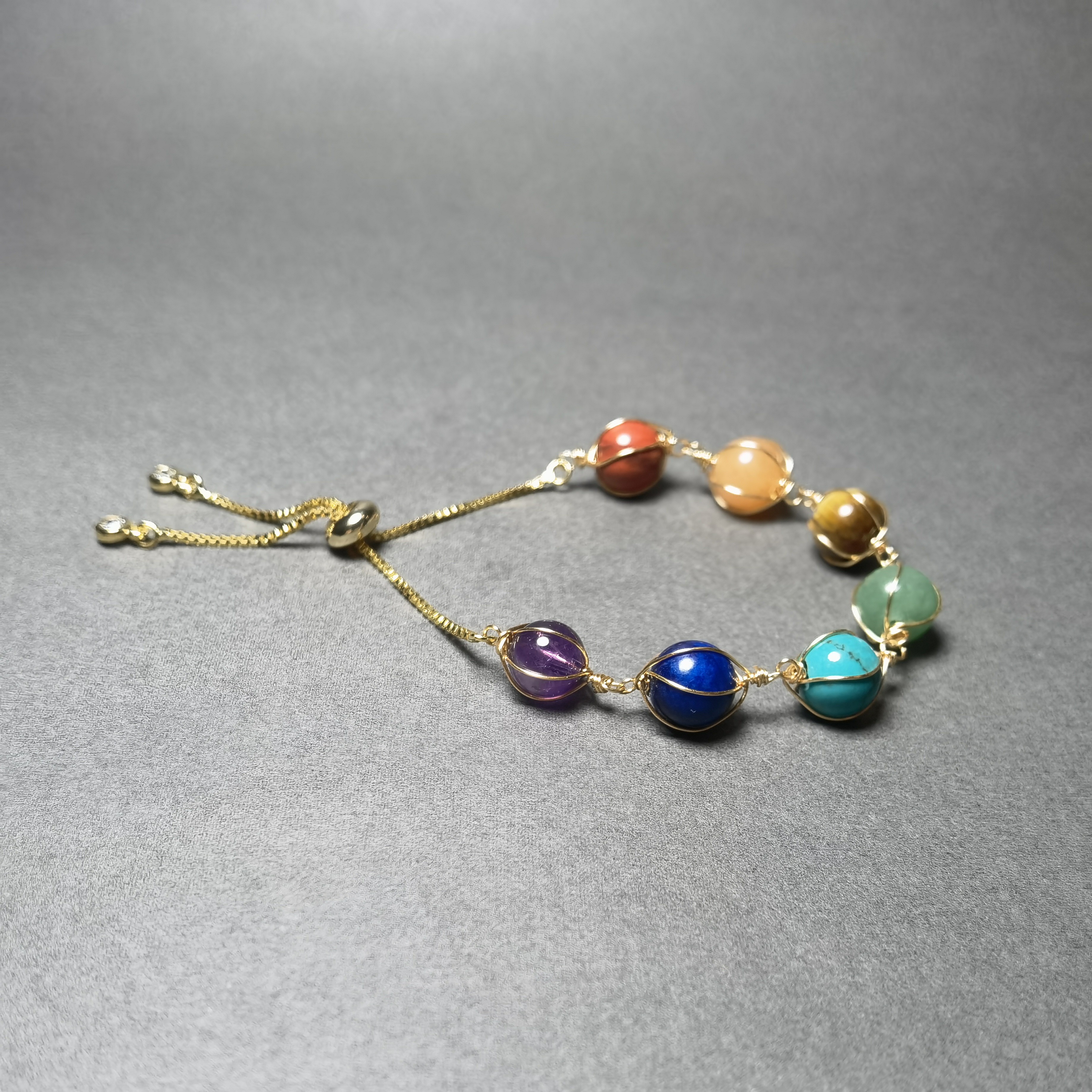 Seven-Color Vein Crystal Yoga Bracelet  Ins Style