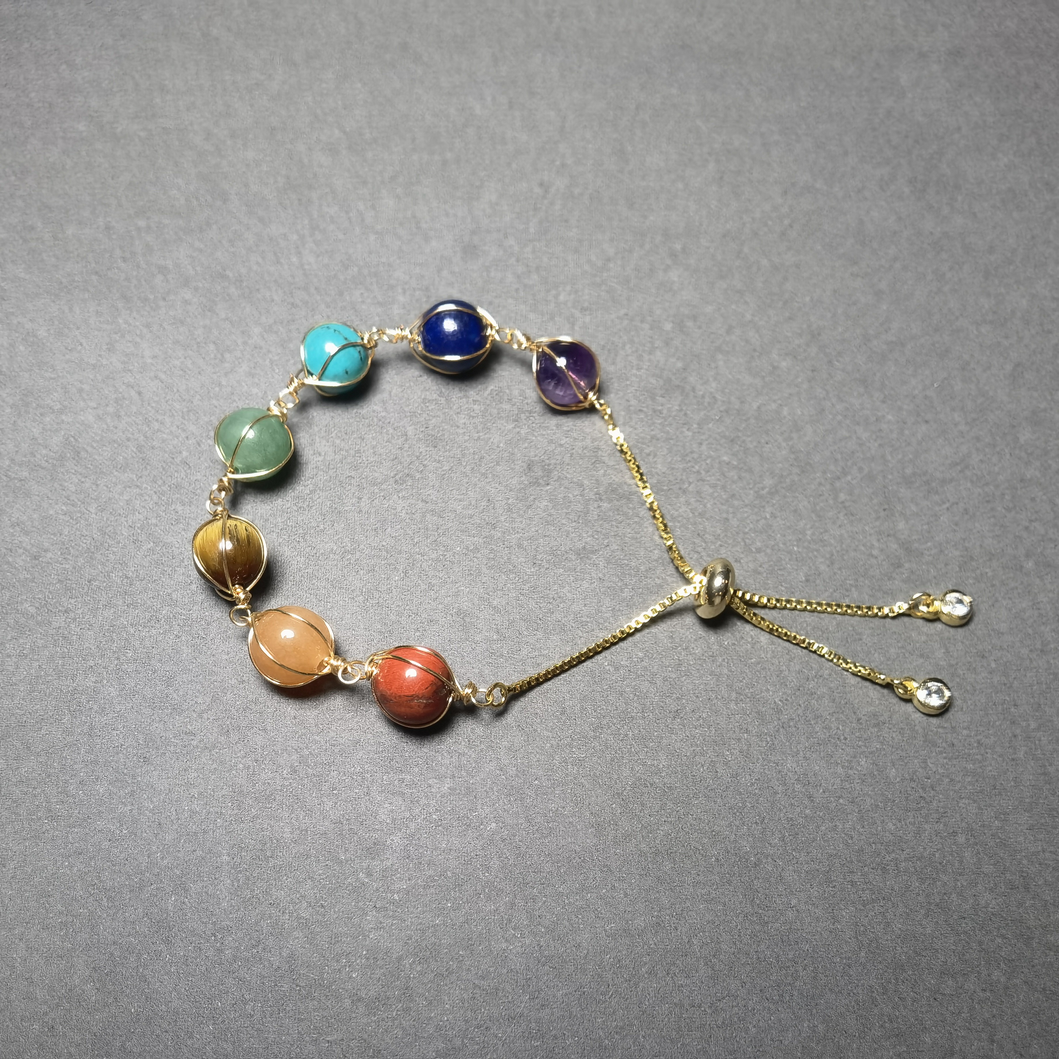 Seven-Color Vein Crystal Yoga Bracelet  Ins Style