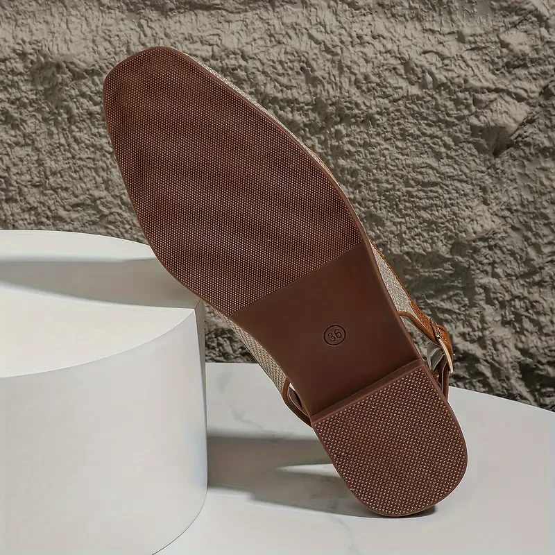 Women's Metallic Buckle Decor Flat Sandals