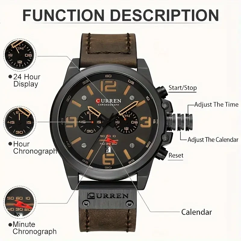 CURREN Chronograph Men's Watch Retro Classic
