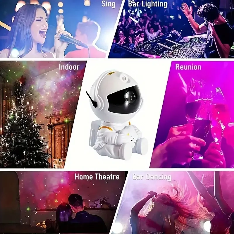 Whimsical Astronaut Star Projector Night Light