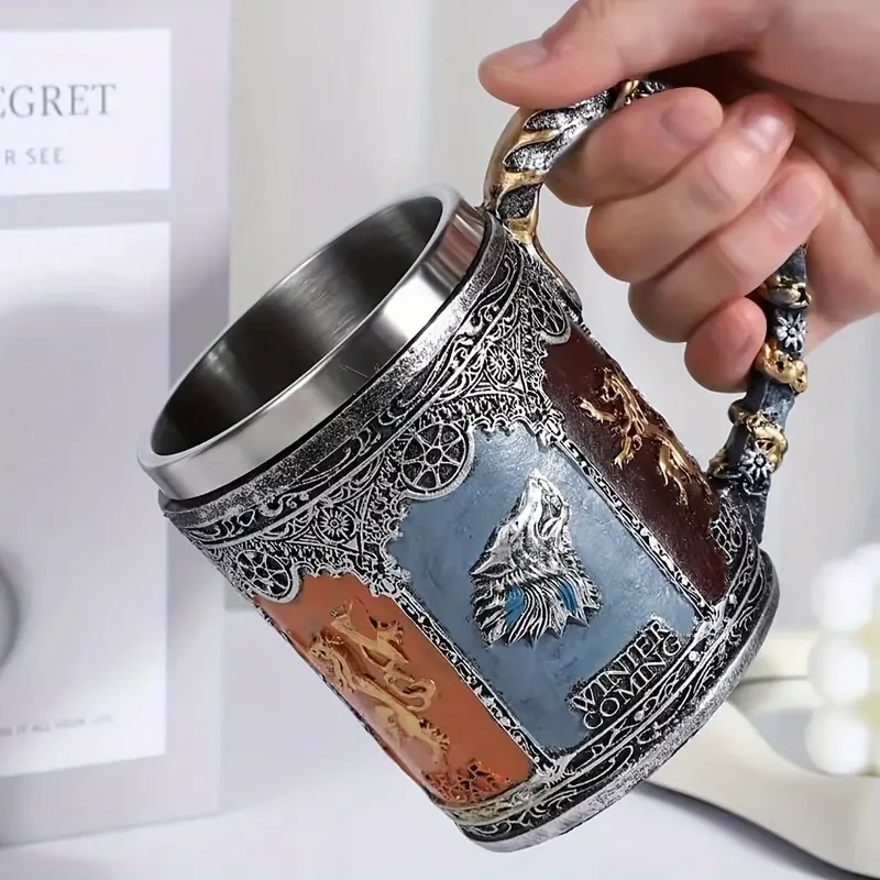 Skull & Palm Stainless Steel Beer Mug