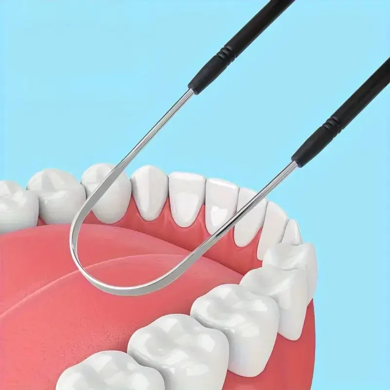 Reusable Stainless Steel Tongue Scraper - Comfort Grip Oral Care Tool