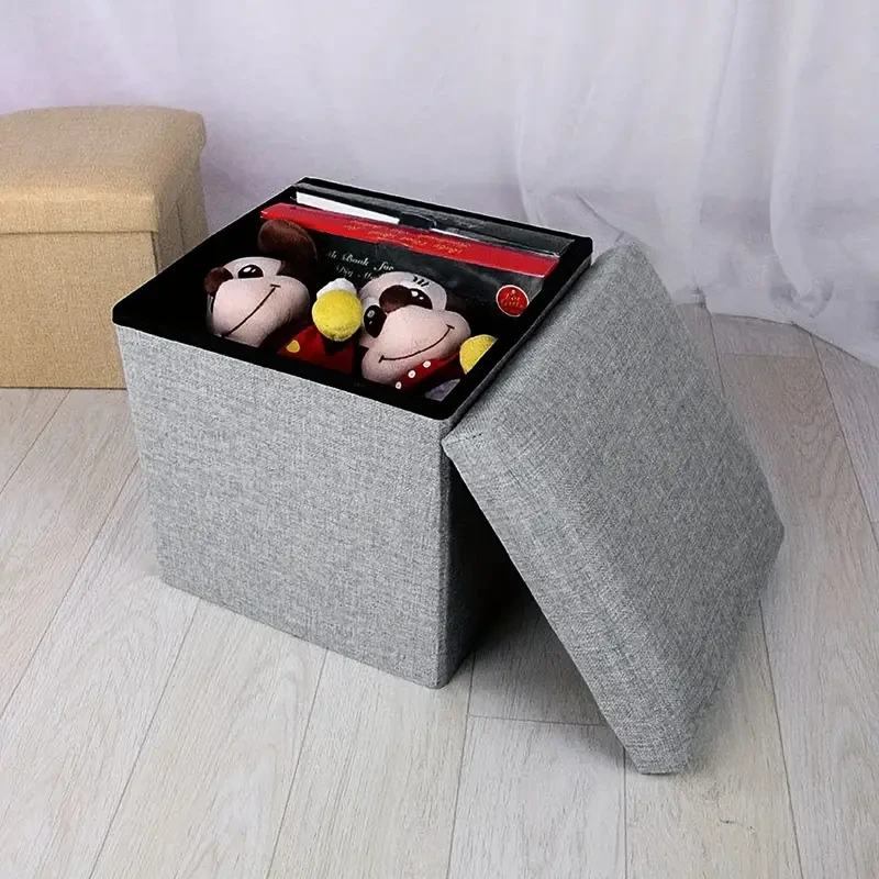 Foldable Storage Ottoman Foot Rest, Grey