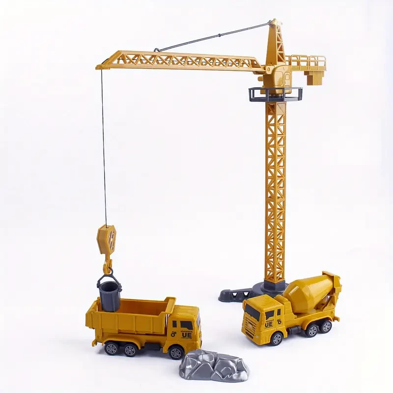 Large-Scale Abs Tower Crane Model - Realistic PVC Construction Vehicle For Cake Toppers & Home Decor